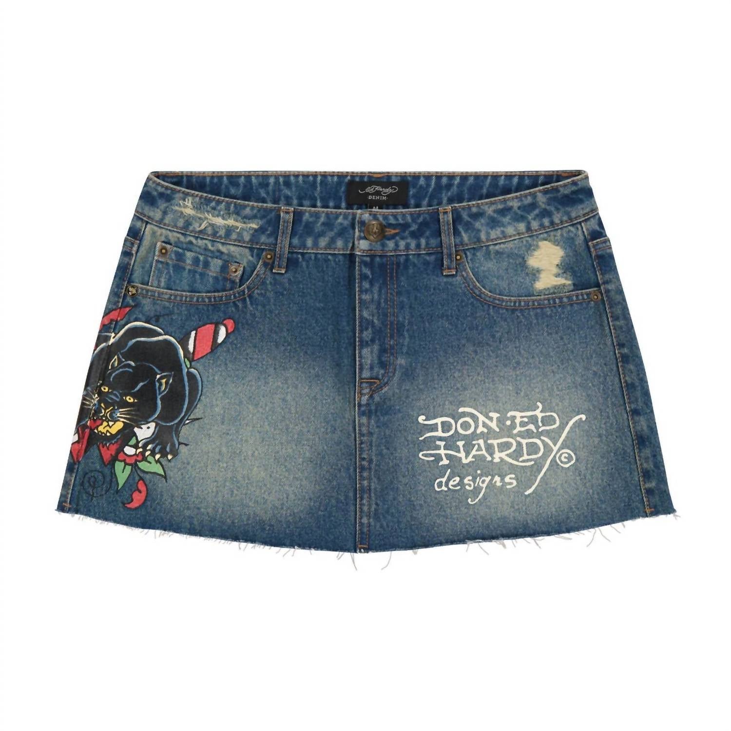 Женская джинсовая мини-юбка Panther Dagger средней степени стирки Ed Hardy, цвет medium wash
Женская джинсовая мини-юбка Panther Dagger средней степени стирки Ed Hardy, цвет medium wash
