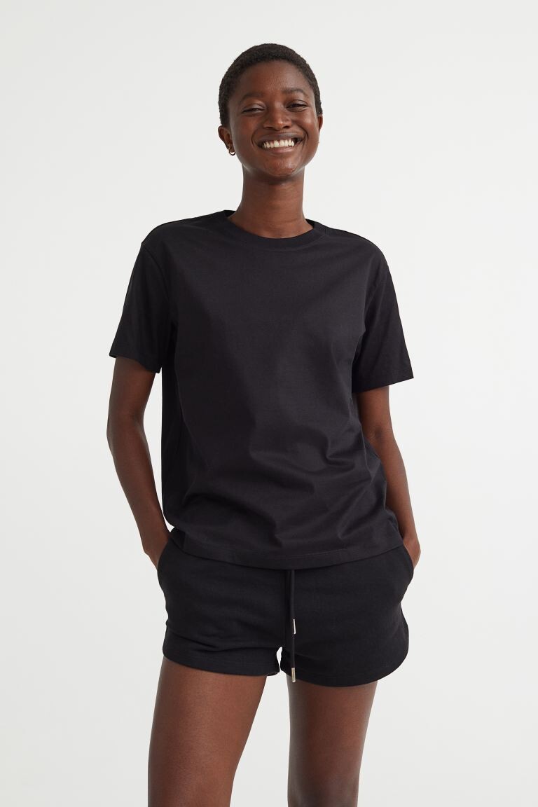 Хлопковая футболка H&M, черный
Хлопковая футболка H&M, черный