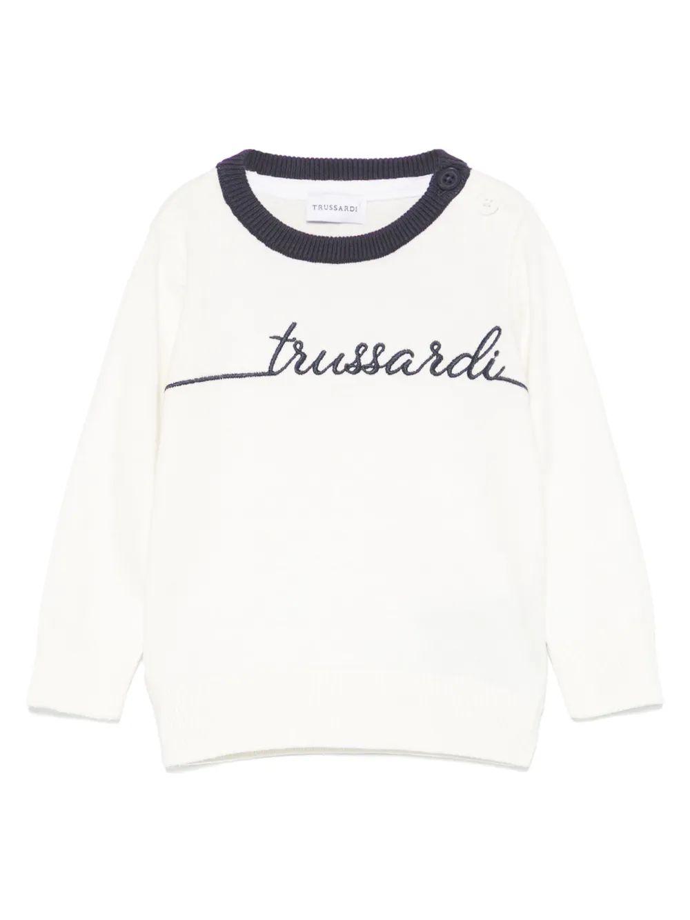 Свитер с вышитым логотипом TRUSSARDI JUNIOR, белый 
Свитер с вышитым логотипом TRUSSARDI JUNIOR, белый
