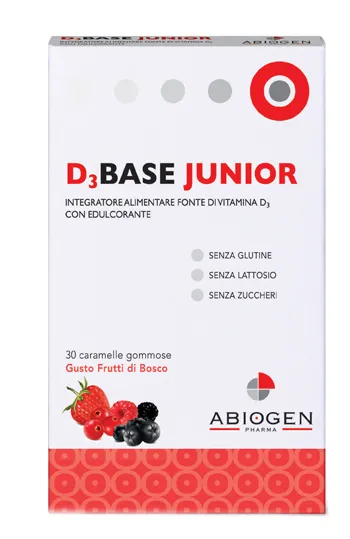 D3 Base Junior 30 жевательные конфеты со вкусом диких ягод, добавка витамина D3 для детей Abiogen
D3 Base Junior 30 жевательные конфеты со вкусом диких ягод, добавка витамина D3 для детей Abiogen