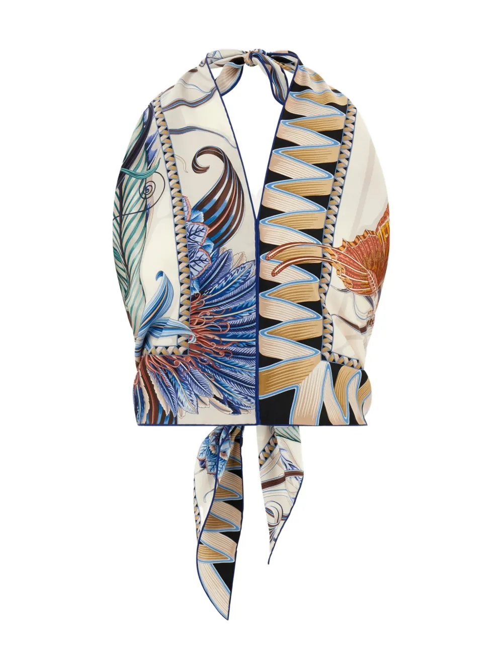 Топ с вырезом халтер и принтом Ferragamo, синий
Топ с вырезом халтер и принтом Ferragamo, синий