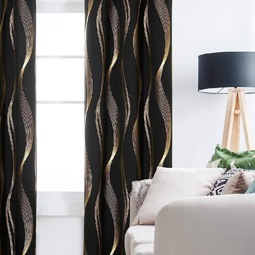 Шторы Deconovo Golden Foil Print Wave Striped Blackout, 132x274 см, черный/золотой
Шторы Deconovo Golden Foil Print Wave Striped Blackout, 132x274 см, черный/золотой