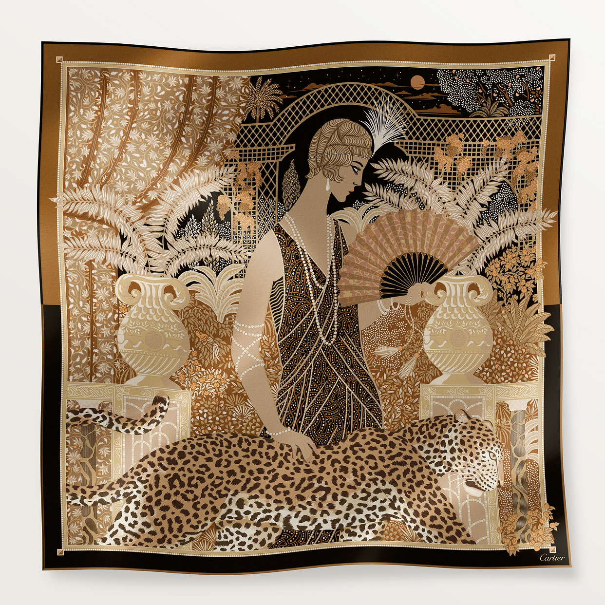 Платок Cartier Carré 90, femme à la panthère, бежевый и карамельный шелковый твил
Платок Cartier Carré 90, femme à la panthère, бежевый и карамельный шелковый твил