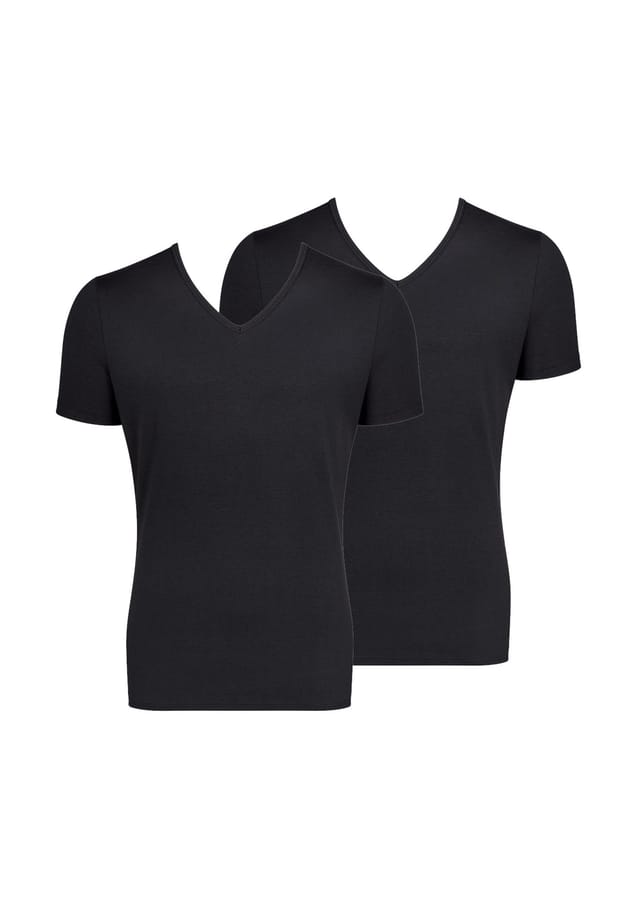 Майка/Рубашка с коротким рукавом 2 шт. в упаковке - органический хлопок Sloggi, черный 
Майка/Рубашка с коротким рукавом 2 шт. в упаковке - органический хлопок Sloggi, черный