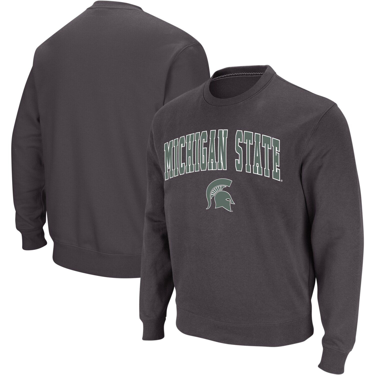 Мужской темно-серый свитшот с круглым вырезом Michigan State Spartans Arch & Logo Colosseum
Мужской темно-серый свитшот с круглым вырезом Michigan State Spartans Arch & Logo Colosseum