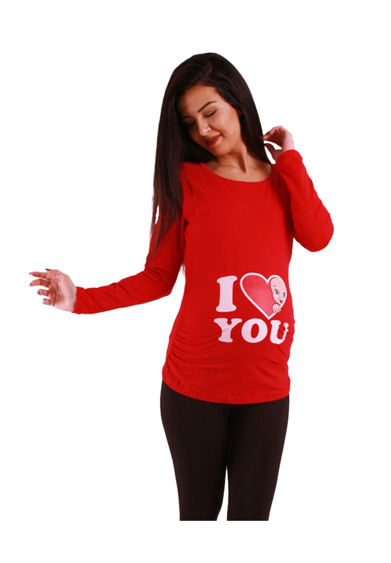 Рубашка для беременных с длинными рукавами и мотивом I Love You M.M.C., красный 
Рубашка для беременных с длинными рукавами и мотивом I Love You M.M.C., красный