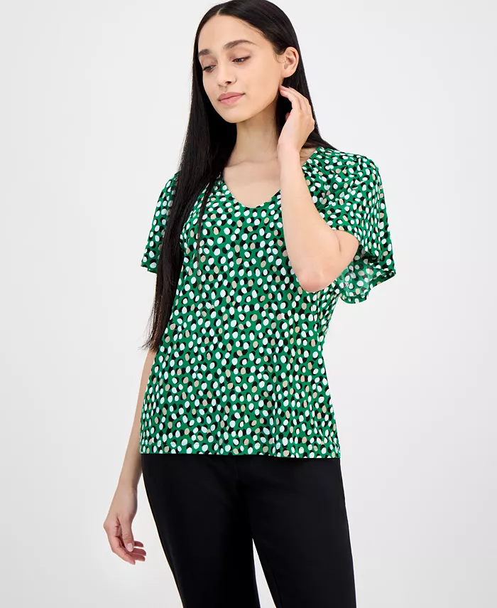 Укороченный топ с V-образным вырезом и рукавом реглан в принте AK Anne Klein, зеленый
Укороченный топ с V-образным вырезом и рукавом реглан в принте AK Anne Klein, зеленый