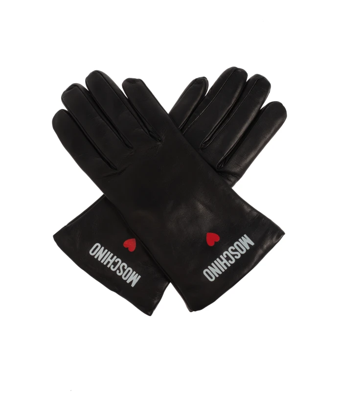 Кожаные перчатки с напечатанным логотипом Moschino, черный
Кожаные перчатки с напечатанным логотипом Moschino, черный