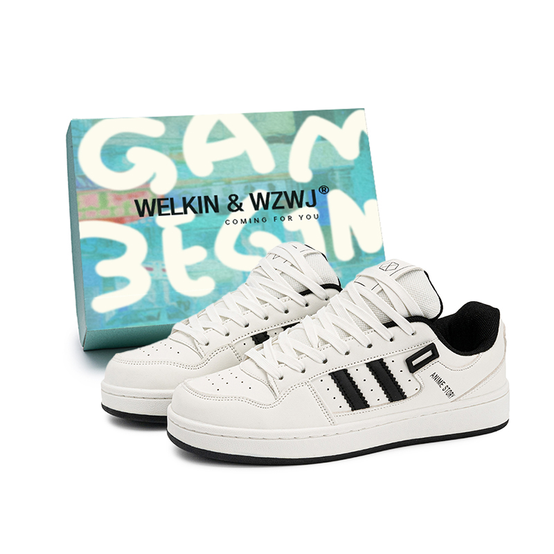 WELKIN&WZWJ Износостойкие легкие дышащие нескользящие низкие скейтбордские кроссовки унисекс White Black, цвет White Black 
WELKIN&WZWJ Износостойкие легкие дышащие нескользящие низкие скейтбордские кроссовки унисекс White Black, цвет White Black