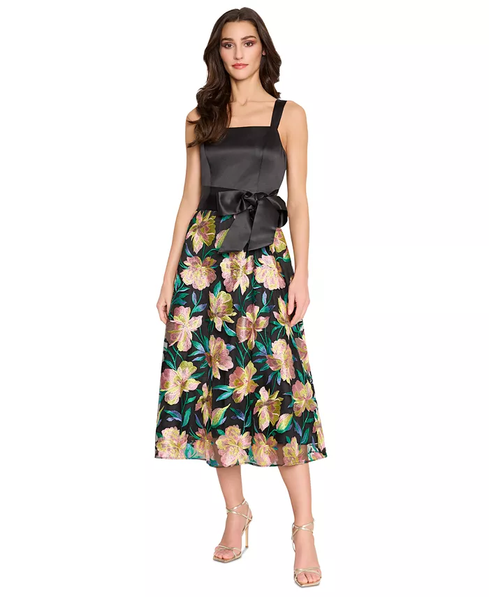 Женское атласное платье с завязкой на талии и цветочной вышивкой Tahari ASL, черный
Женское атласное платье с завязкой на талии и цветочной вышивкой Tahari ASL, черный