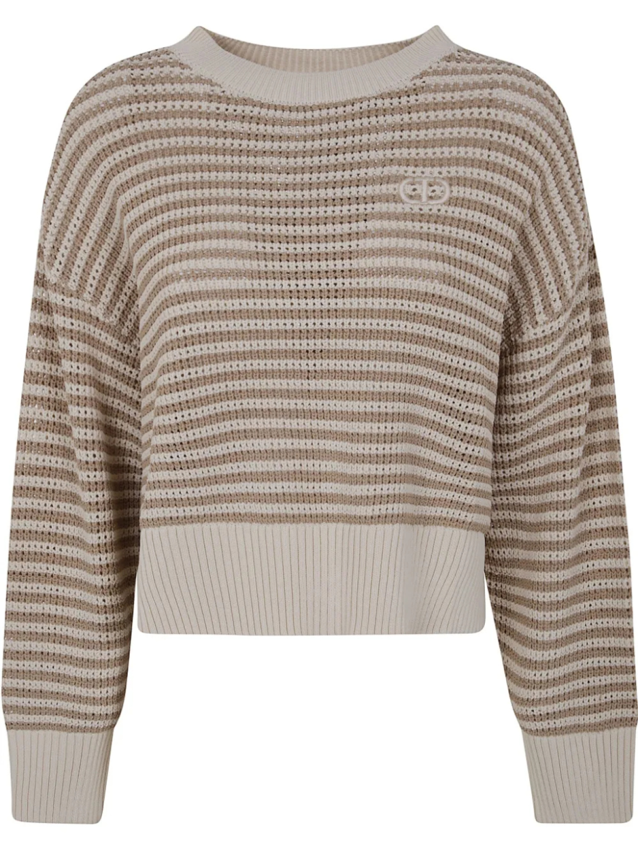 Полосатый джемпер с логотипом TWINSET, нейтральный
Полосатый джемпер с логотипом TWINSET, нейтральный