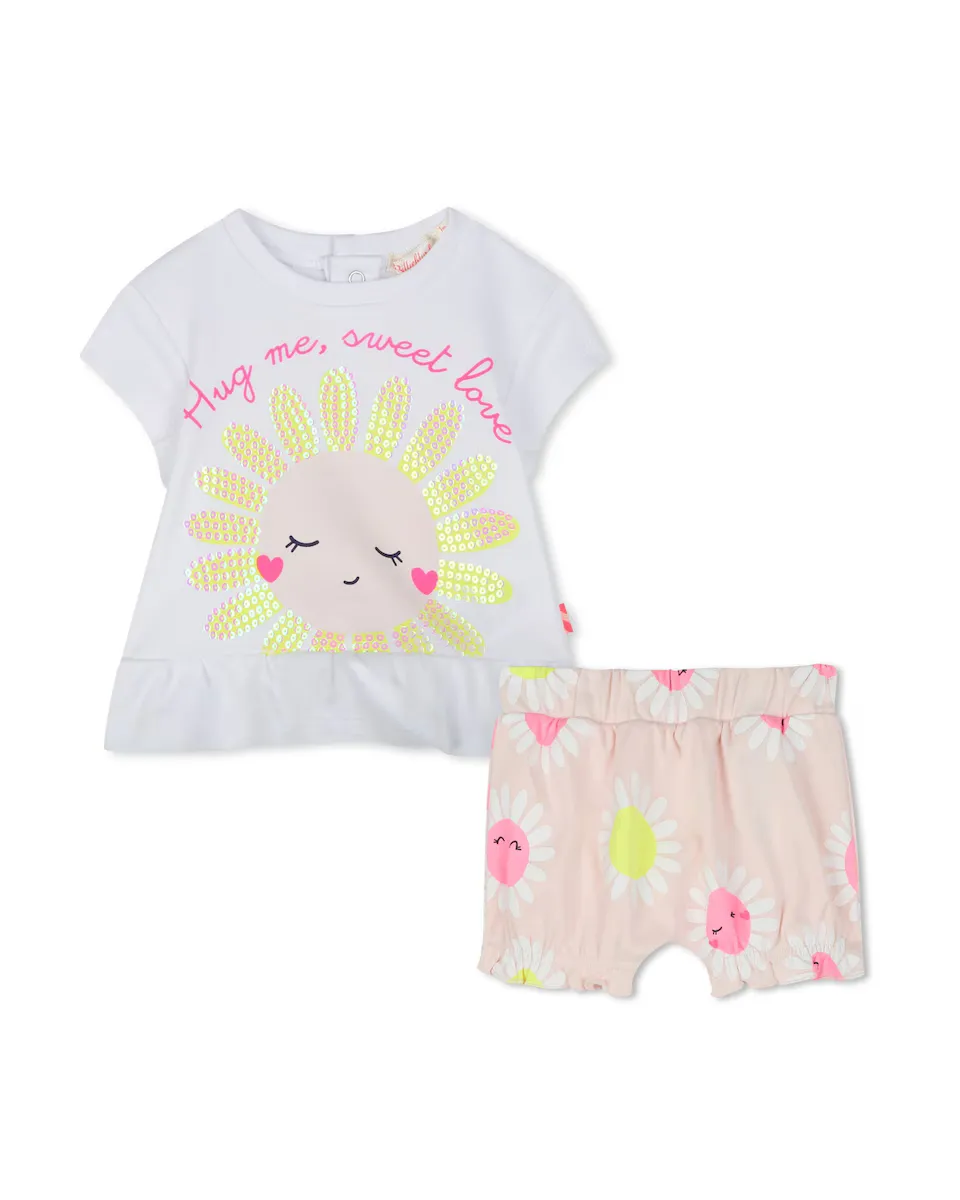 Комплект из футболки с принтом и шорт для малышки Billieblush, белый
Комплект из футболки с принтом и шорт для малышки Billieblush, белый