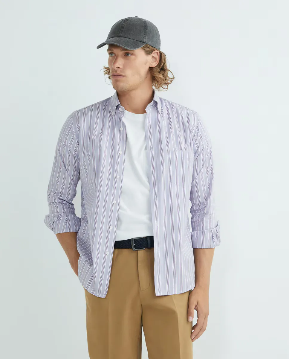 Мужская повседневная рубашка в полоску с длинными рукавами Mirto, цвет Lila
Мужская повседневная рубашка в полоску с длинными рукавами Mirto, цвет Lila
