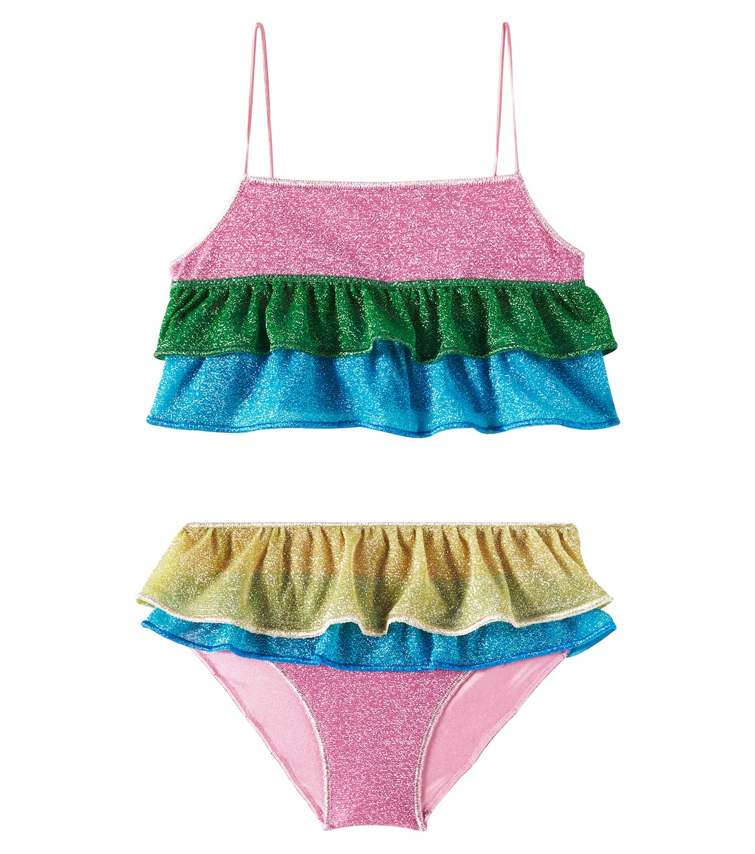 Бикини Lumière в полоску с оборками и ламе Oséree Kids, разноцветный
Бикини Lumière в полоску с оборками и ламе Oséree Kids, разноцветный