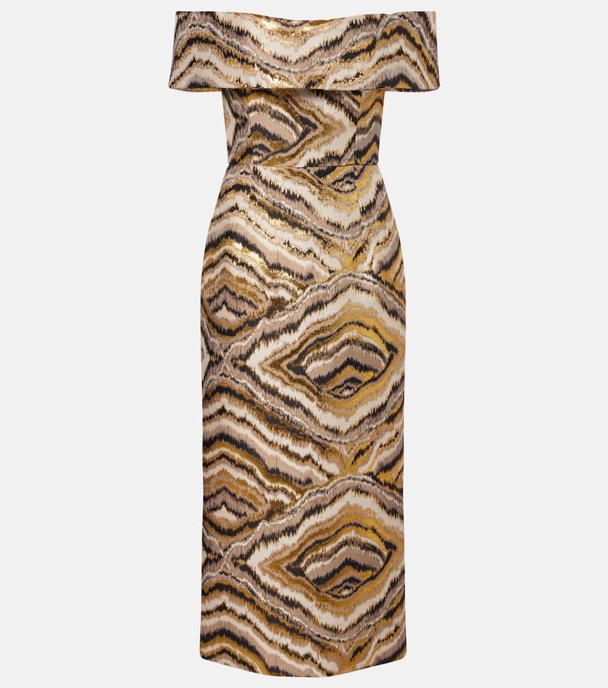 Платье миди Gloria с жаккардовым узором и открытыми плечами Markarian, Metallic Woodgrain
Платье миди Gloria с жаккардовым узором и открытыми плечами Markarian, Metallic Woodgrain