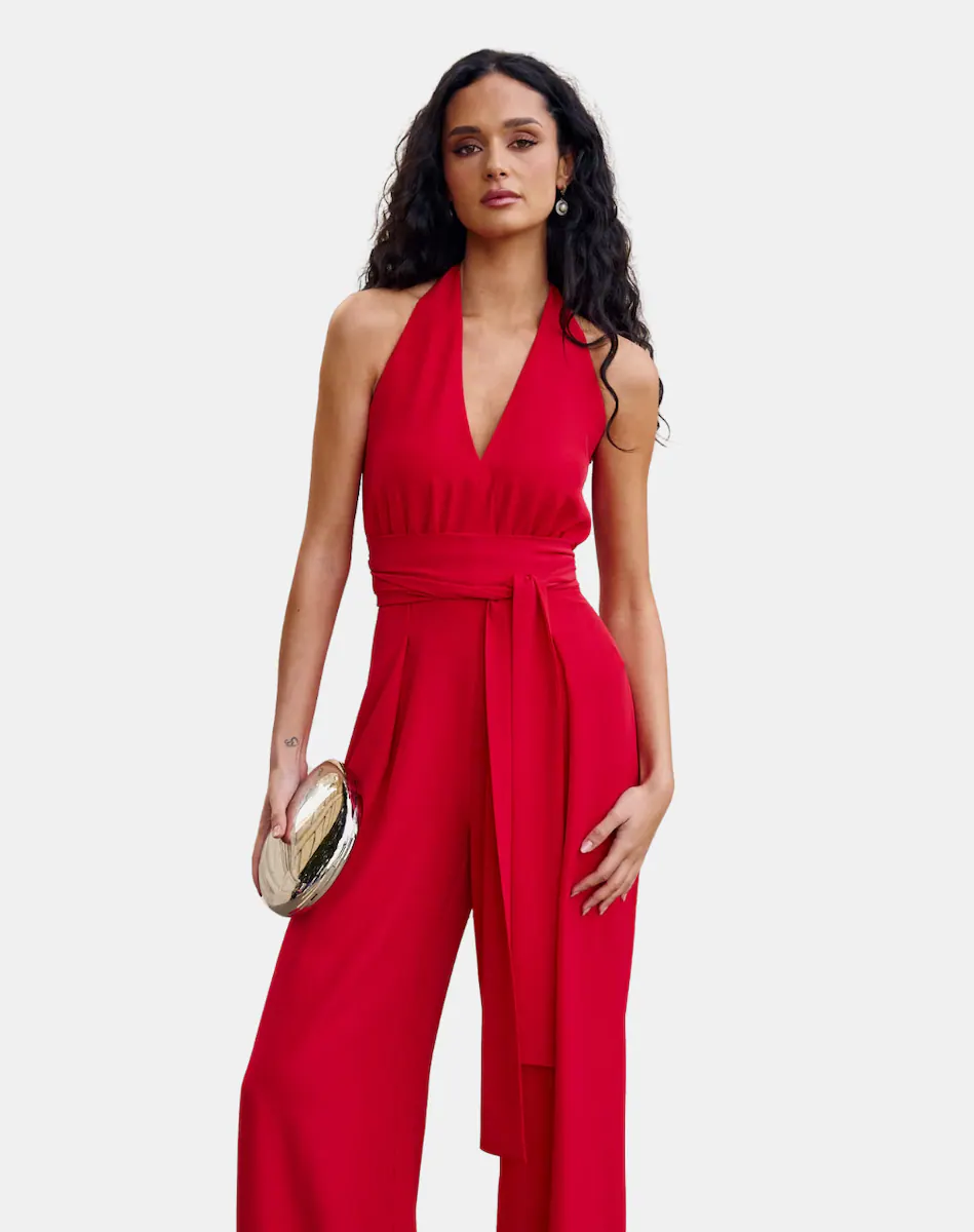 Комбинезон с V-образным вырезом и халтер-воротником MIPHAI, красный
Комбинезон с V-образным вырезом и халтер-воротником MIPHAI, красный
