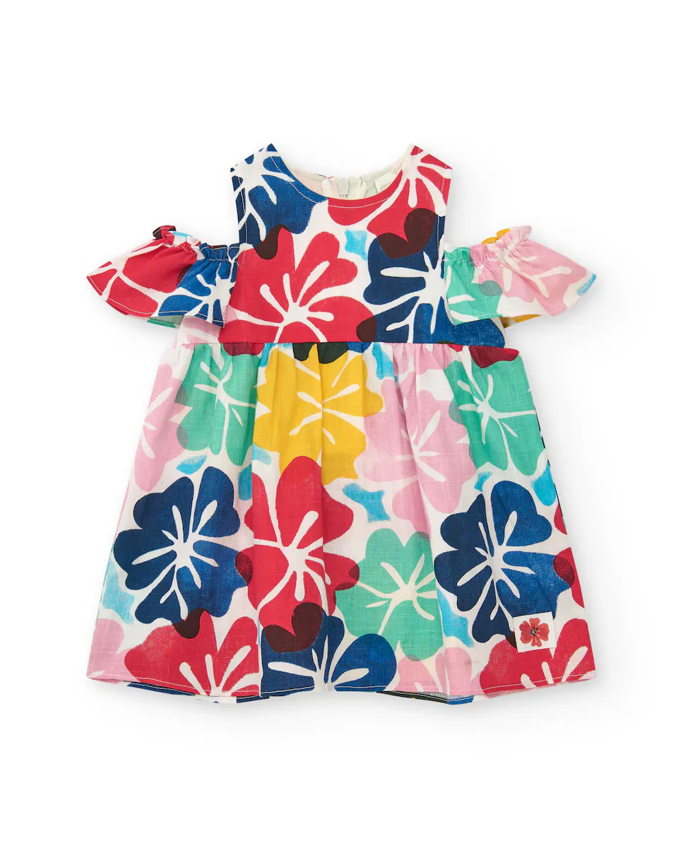 Платье для девочки с цветочным принтом и открытыми плечами Tuc tuc, многоцветный 
Платье для девочки с цветочным принтом и открытыми плечами Tuc tuc, многоцветный