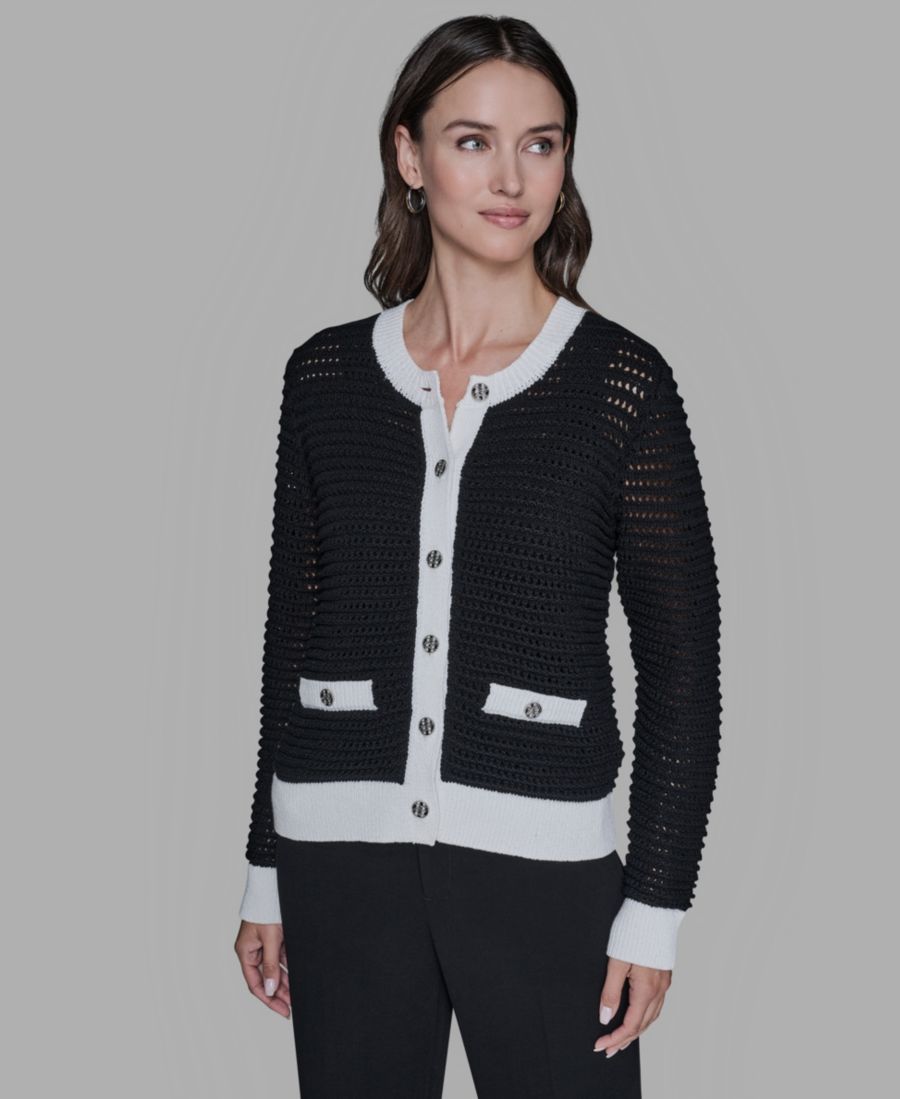 Женский кардиган на пуговицах KARL LAGERFELD PARIS, Black/soft White
Женский кардиган на пуговицах KARL LAGERFELD PARIS, Black/soft White