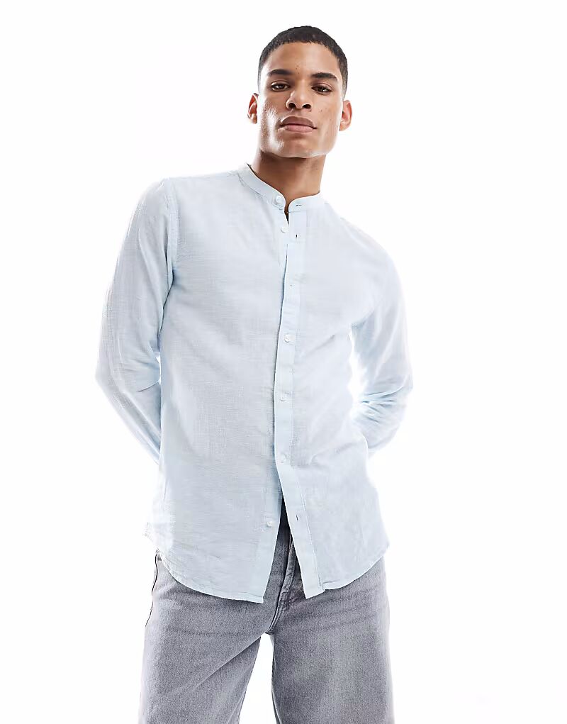 Рубашка ONLY & SONS из льняной смеси с воротником-стойкой светло-голубого цвета
Рубашка ONLY & SONS из льняной смеси с воротником-стойкой светло-голубого цвета