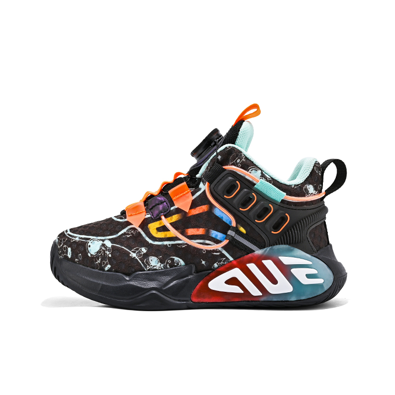 Баскетбольные кроссовки с низким верхом, противоскользящие, с защитой от ударов, дышащие, легкие, амортизирующие, балансирующие. Детские. Wooden houses, черный/оранжевый 
Баскетбольные кроссовки с низким верхом, противоскользящие, с защитой от ударов, дышащие, легкие, амортизирующие, балансирующие. Детские. Wooden houses, черный/оранжевый