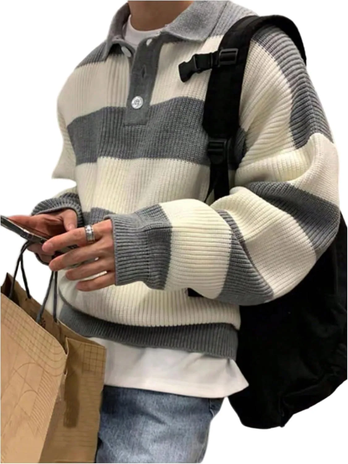 Мужской полосатый свитер с воротником RoseSeek
Мужской полосатый свитер с воротником RoseSeek