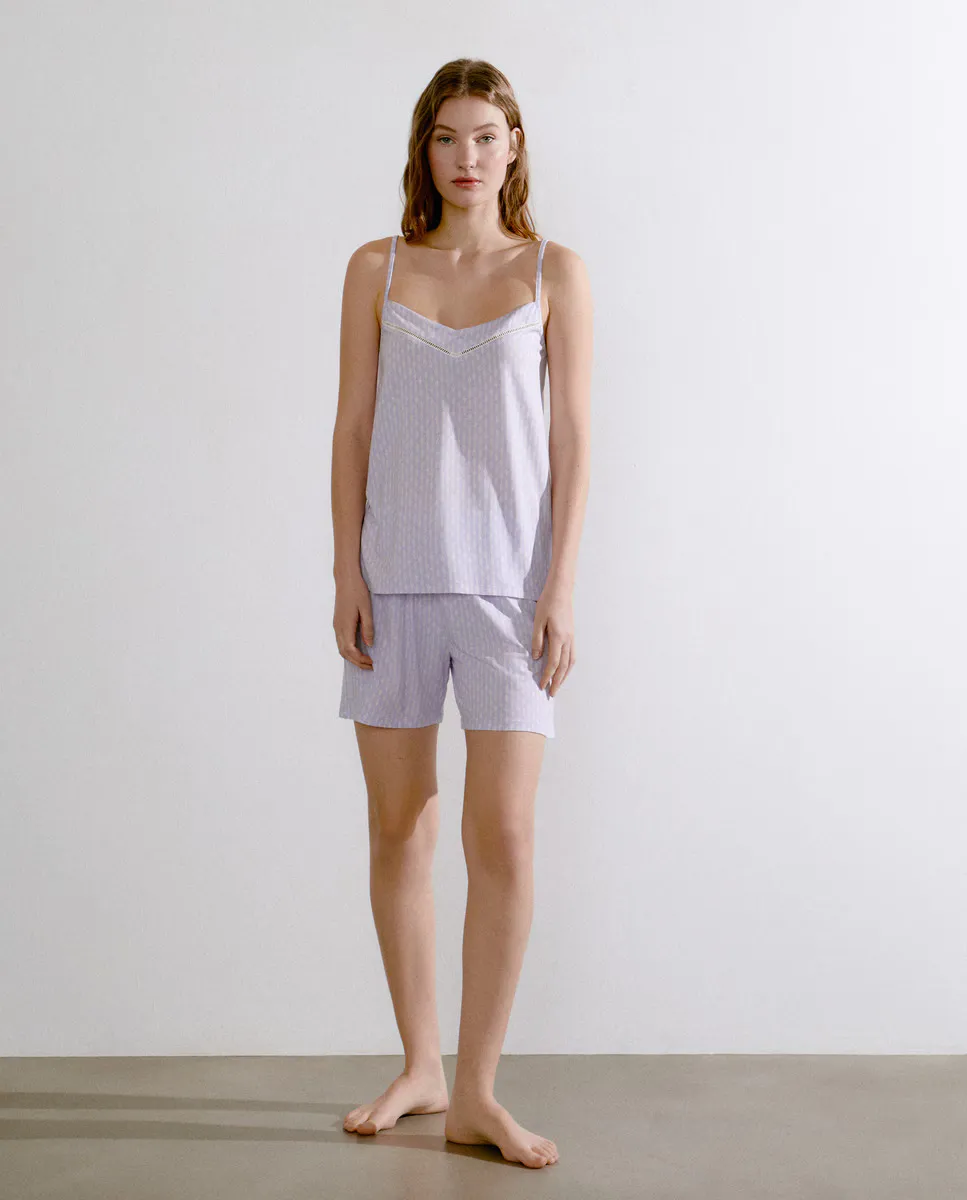 Пижама с бретелями, V-образным вырезом и геометрическим принтом Énfasis, фиолетовый
Пижама с бретелями, V-образным вырезом и геометрическим принтом Énfasis, фиолетовый