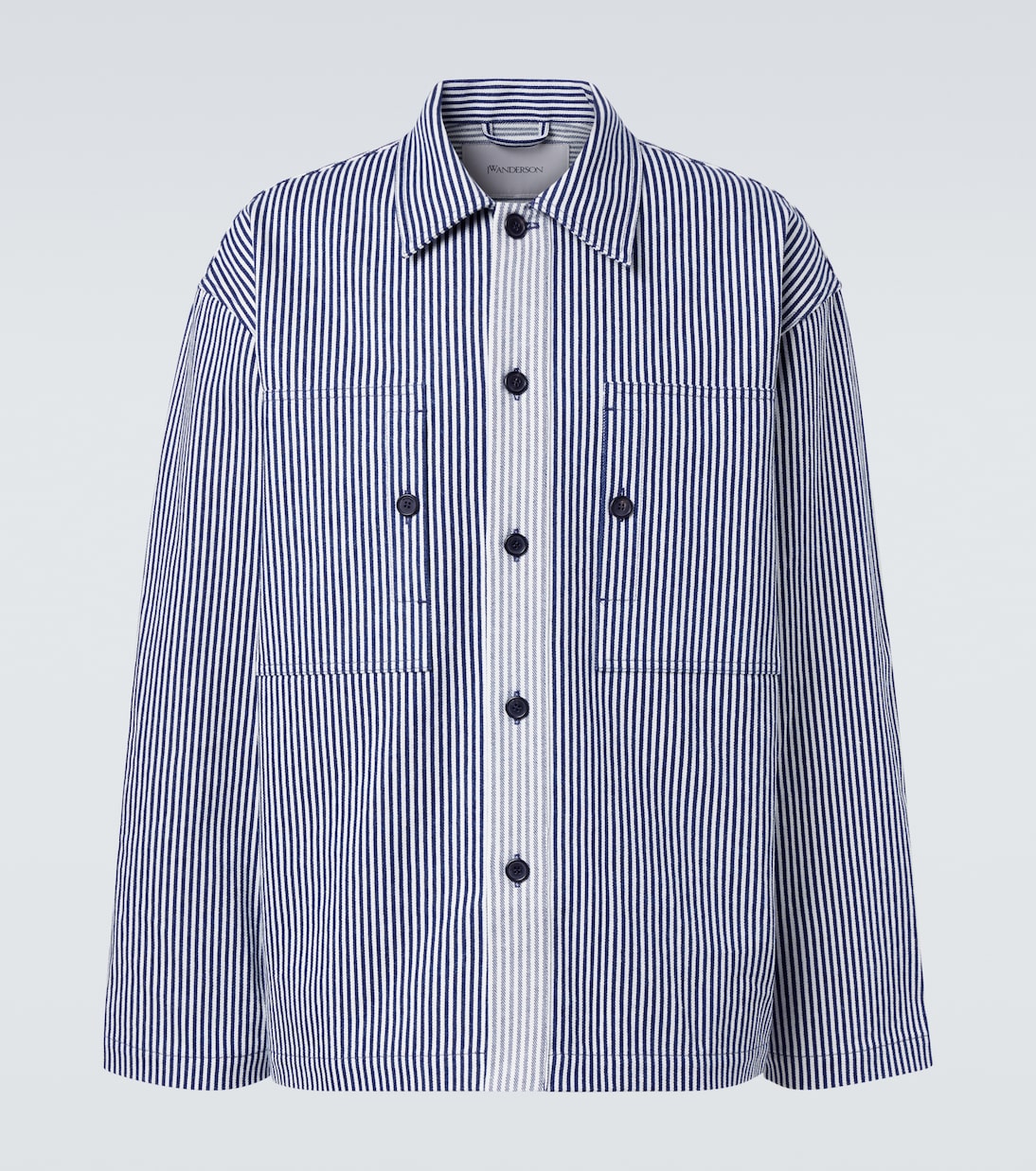 Полосатая хлопковая рубашка-оверсайз JW Anderson, Off White/Navy
Полосатая хлопковая рубашка-оверсайз JW Anderson, Off White/Navy