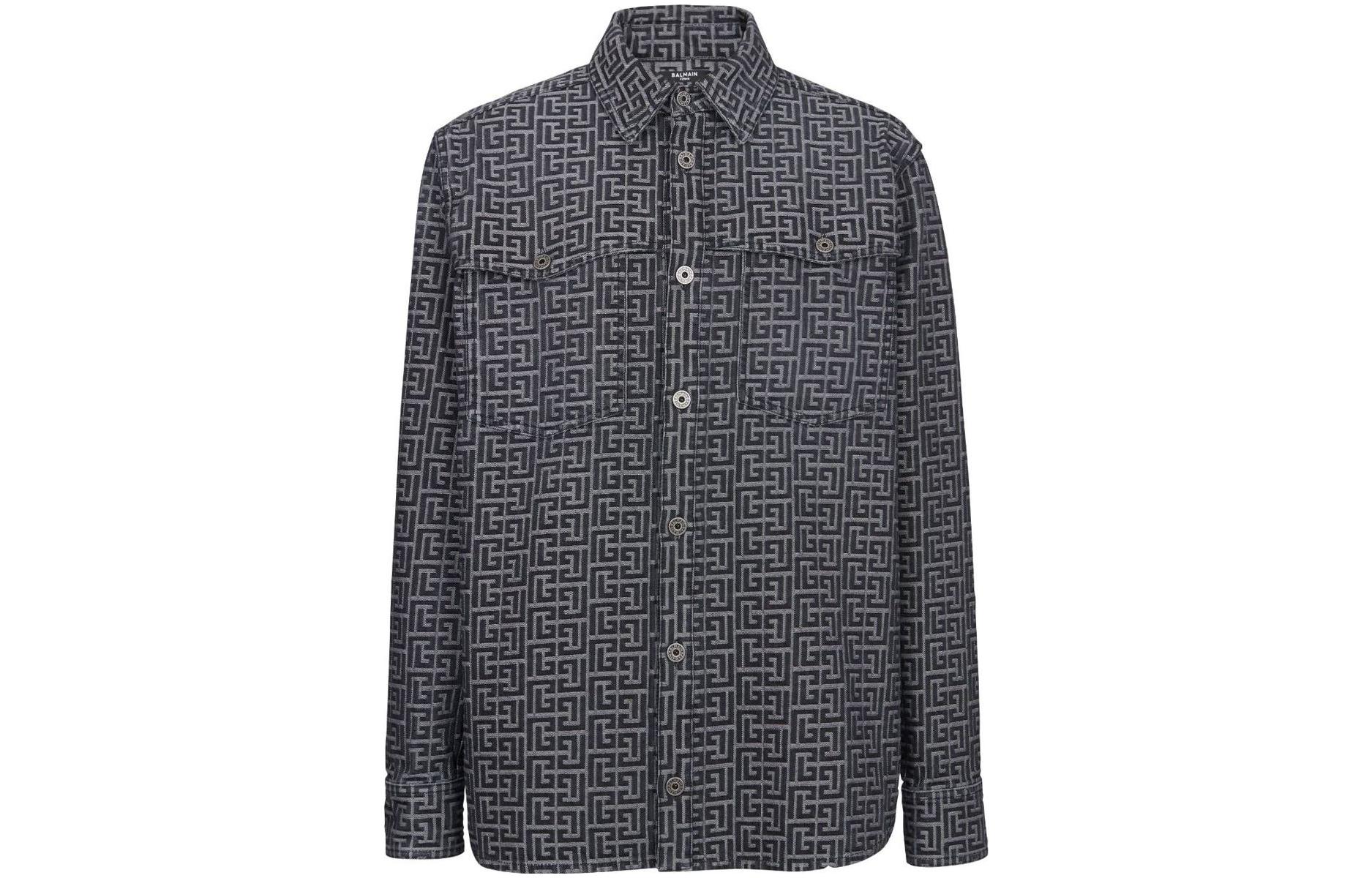 Монограммный жаккард Джимовая рубашка BALMAIN, черный
Монограммный жаккард Джимовая рубашка BALMAIN, черный