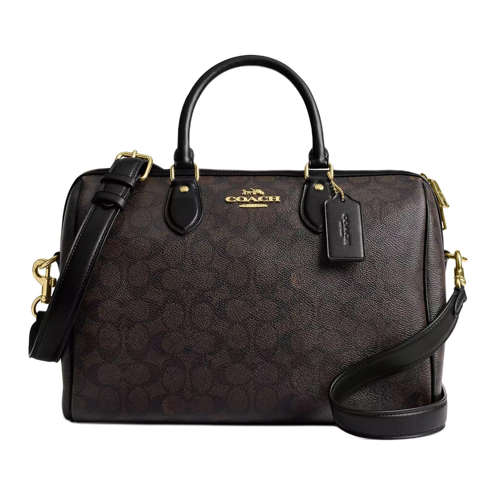 Сумка кроссбод Rowan из лакированного холста на одно плечо Tubas для женщин, цвет грецкий орех и черный COACH 
Сумка кроссбод Rowan из лакированного холста на одно плечо Tubas для женщин, цвет грецкий орех и черный COACH