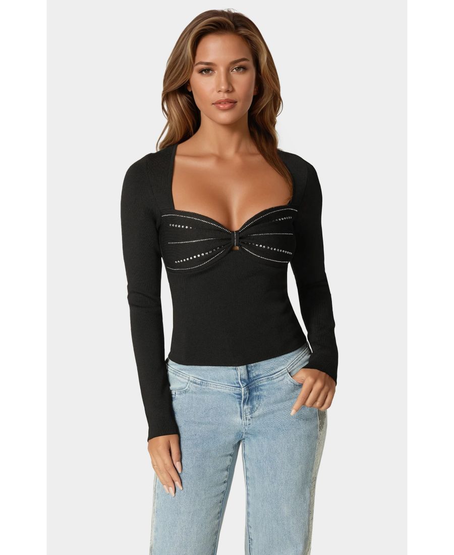 Свитер с длинными рукавами, украшенный вышивкой Bebe, Black
Свитер с длинными рукавами, украшенный вышивкой Bebe, Black