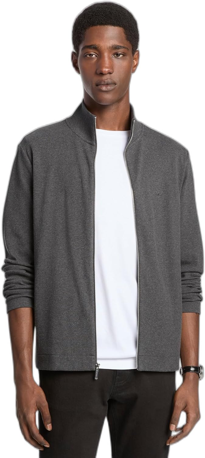 Michael Kors мужская вязаная резинкой водолазка с молнией, Charcoal Melange
Michael Kors мужская вязаная резинкой водолазка с молнией, Charcoal Melange