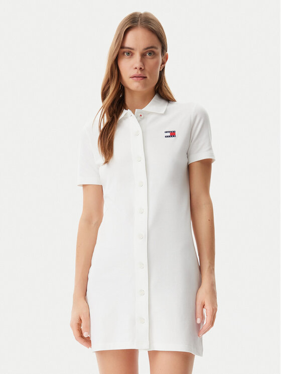 Платье на каждый день обычный крой Badge DW0DW20302 Tommy Jeans, экрю 
Платье на каждый день обычный крой Badge DW0DW20302 Tommy Jeans, экрю