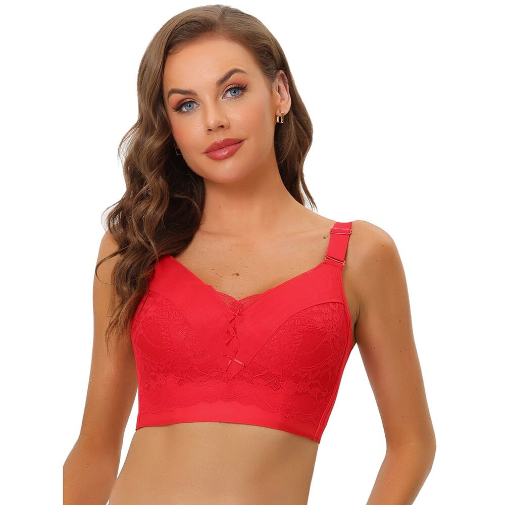 Женский бюстгальтер без косточек с широкими бретелями и широкими лямками ALLEGRA K, красный