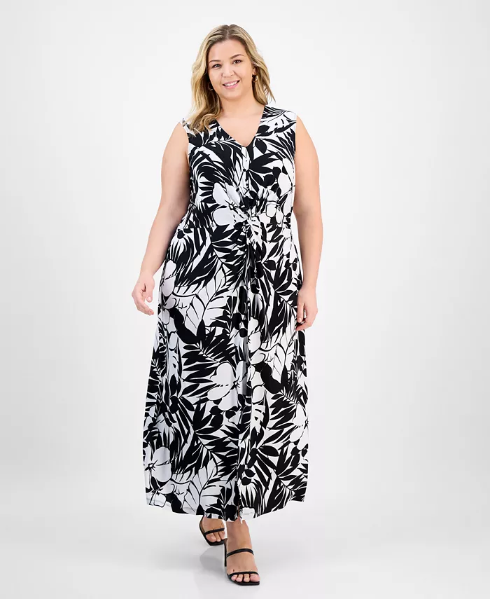 Платье макси размера плюс с принтом и перекрученным спереди Connected, черный
Платье макси размера плюс с принтом и перекрученным спереди Connected, черный