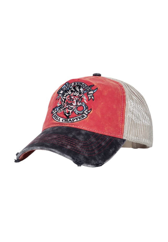 Кепка дальнобойщика в подержанном виде глава ада King Kerosin, красный
Кепка дальнобойщика в подержанном виде глава ада King Kerosin, красный