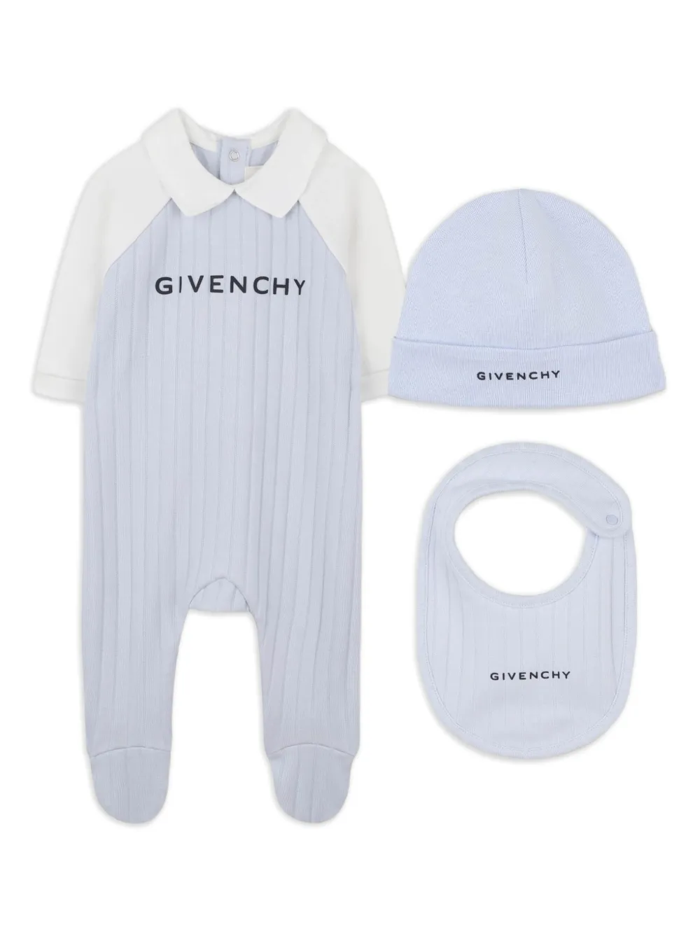 Комплект для новорожденного в рубчик Givenchy Kids, синий
Комплект для новорожденного в рубчик Givenchy Kids, синий