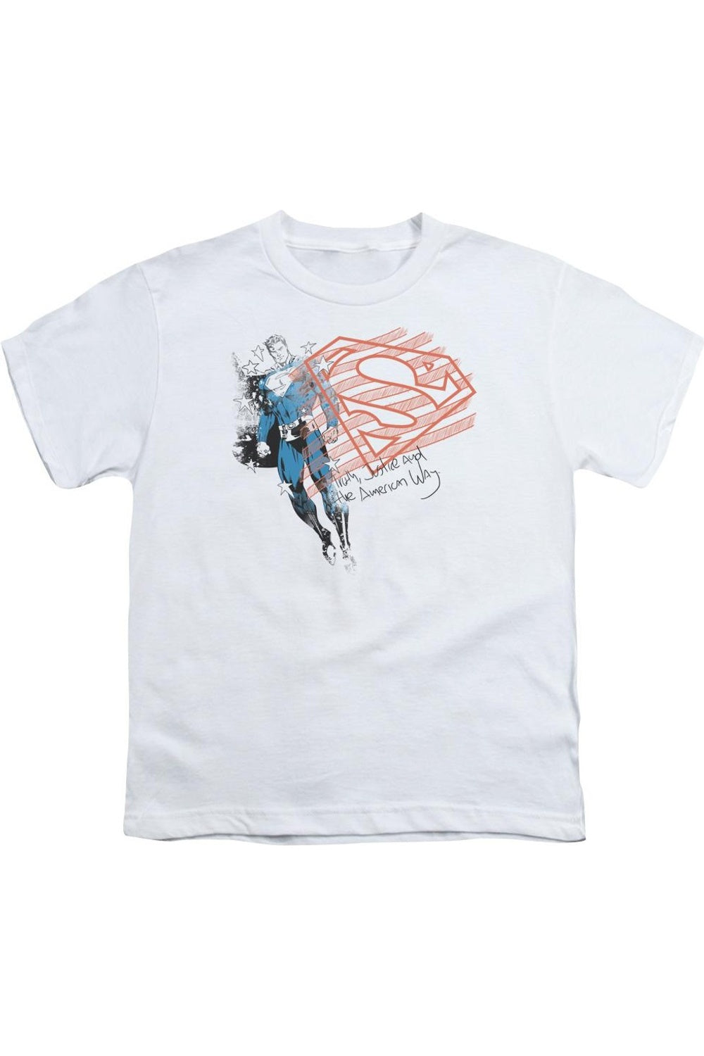 Футболка с коротким рукавом для подростков "Superman" с американским флагом Gildan, белый 
Футболка с коротким рукавом для подростков "Superman" с американским флагом Gildan, белый
