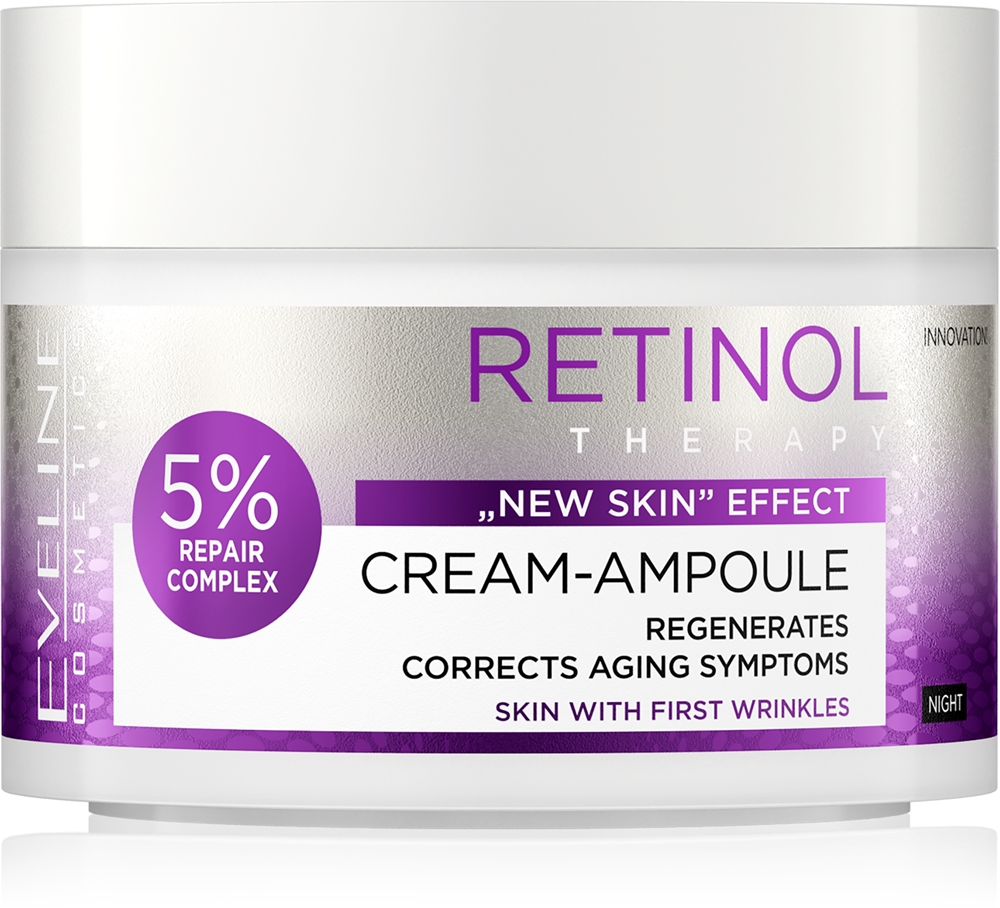 Крем-Ампула ретиноловый ночной восстанавливающий крем против первых признаков старения кожи Eveline Cosmetics, 50 мл
Крем-Ампула ретиноловый ночной восстанавливающий крем против первых признаков старения кожи Eveline Cosmetics, 50 мл