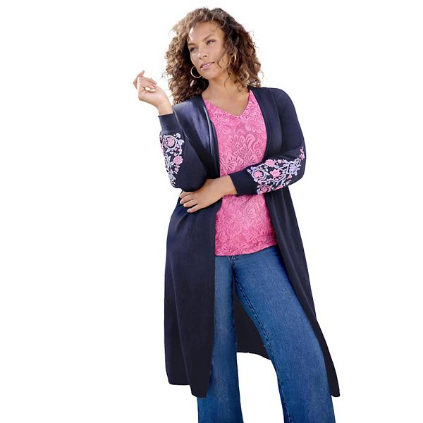 Женский кардиган плюс сайз с вышивкой Roaman'S, Navy Bloom Vine
Женский кардиган плюс сайз с вышивкой Roaman'S, Navy Bloom Vine