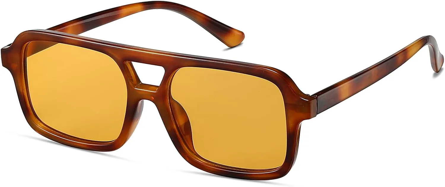 Ретро-солнцезащитные очки 70-х годов для мужчин и женщин, винтажные прямоугольные очки, классические авиаторы с двойной перемычкой A8282 ailov, Tortoise/Yellow
Ретро-солнцезащитные очки 70-х годов для мужчин и женщин, винтажные прямоугольные очки, классические авиаторы с двойной перемычкой A8282 ailov, Tortoise/Yellow