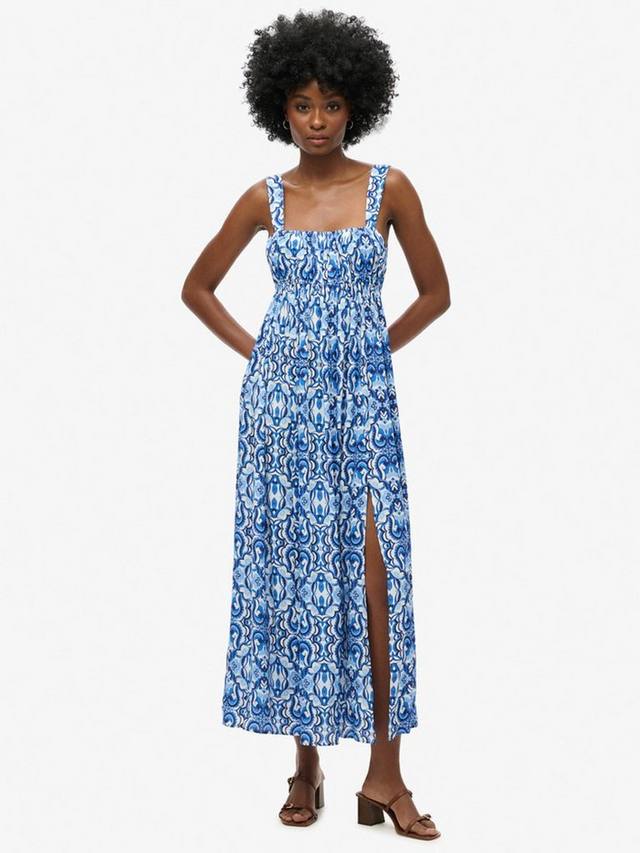 Макси-платье с принтом и завязкой на спине Superdry, синий 
Макси-платье с принтом и завязкой на спине Superdry, синий
