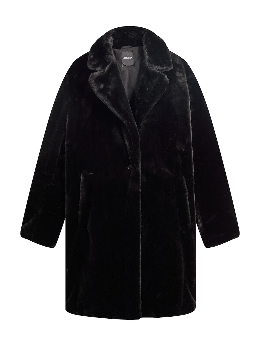 Зимнее пальто Bershka, черный
Зимнее пальто Bershka, черный