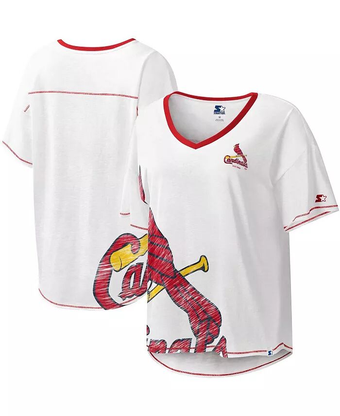Женская белая футболка St. Louis Cardinals Perfect Game с V-образным вырезом Starter
Женская белая футболка St. Louis Cardinals Perfect Game с V-образным вырезом Starter