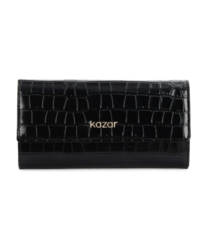 Кошелек из тисненой кожи Kazar, черный
Кошелек из тисненой кожи Kazar, черный