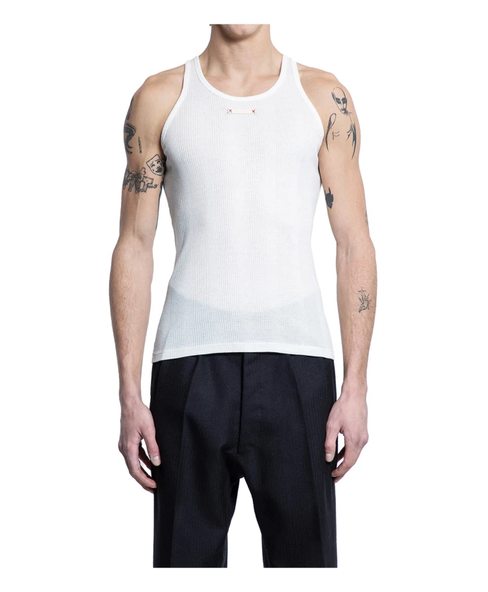 Белая ребристая майка Maison Margiela, белый
Белая ребристая майка Maison Margiela, белый