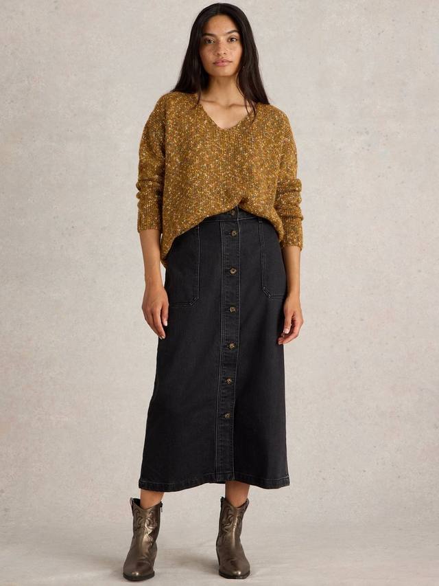 Джемпер из текстурированной смеси шерсти с v-образным вырезом White Stuff, коричневый/разноцветный 
Джемпер из текстурированной смеси шерсти с v-образным вырезом White Stuff, коричневый/разноцветный