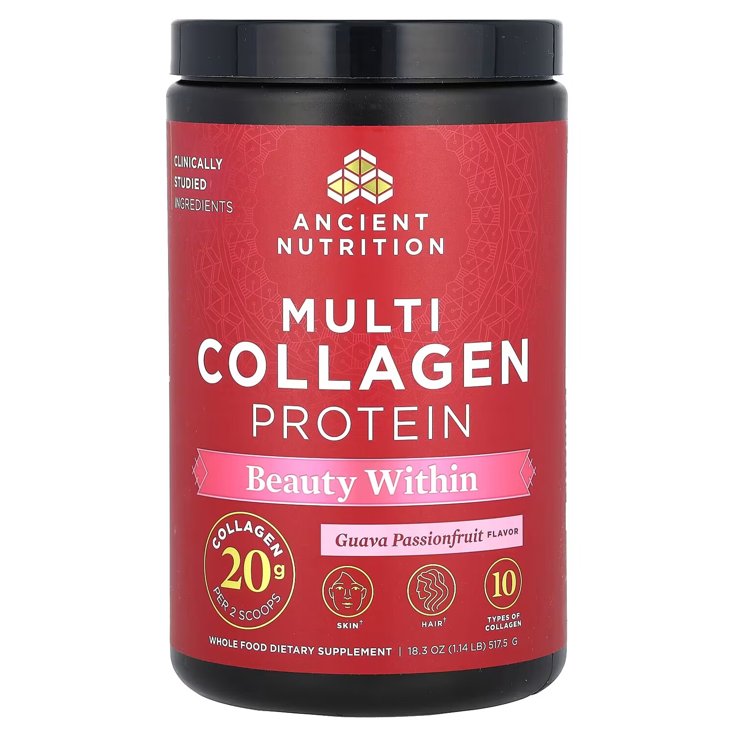 Мультиколлагеновый протеин Ancient Nutrition Beauty гуава и маракуйя, 517,5 г
Мультиколлагеновый протеин Ancient Nutrition Beauty гуава и маракуйя, 517,5 г