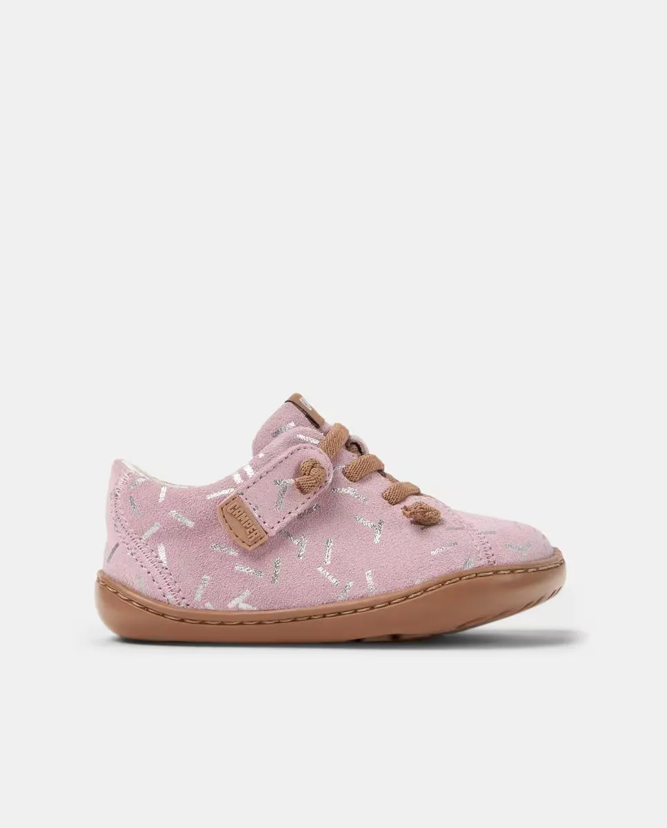 Кроссовки Peu Cami для девочек из кожи на шнуровке Camper, розовый 
Кроссовки Peu Cami для девочек из кожи на шнуровке Camper, розовый