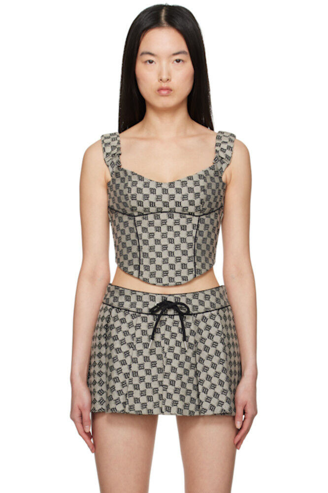 Корсетный топ из серого холста с монограммой MISBHV
Корсетный топ из серого холста с монограммой MISBHV