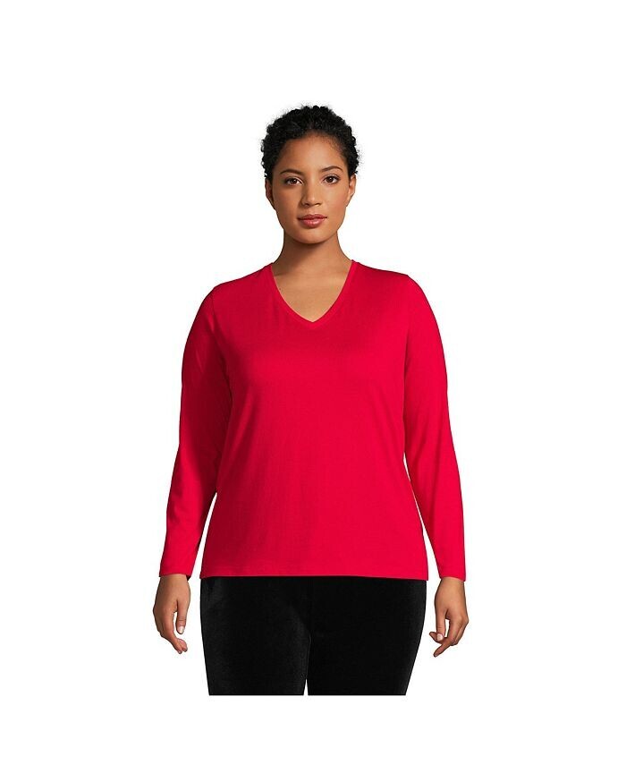 Женская свободная хлопковая футболка больших размеров с v-образным вырезом и длинными рукавами Supima Lands' End, красный
Женская свободная хлопковая футболка больших размеров с v-образным вырезом и длинными рукавами Supima Lands' End, красный